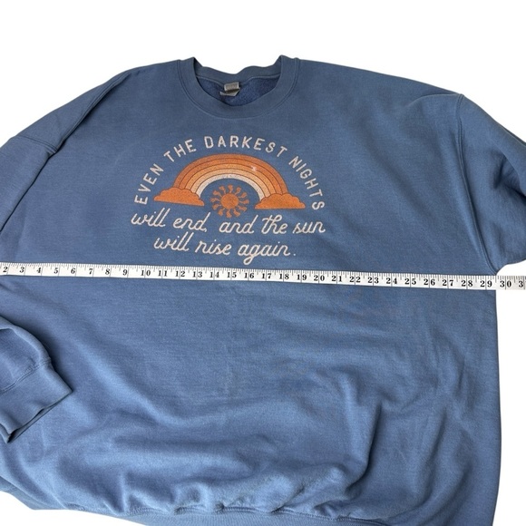 Gildan Sweatshirt Rainbow 3XL Even Darkest Nights Will End Sun Rise Heavy READ - Picture 6 of 9